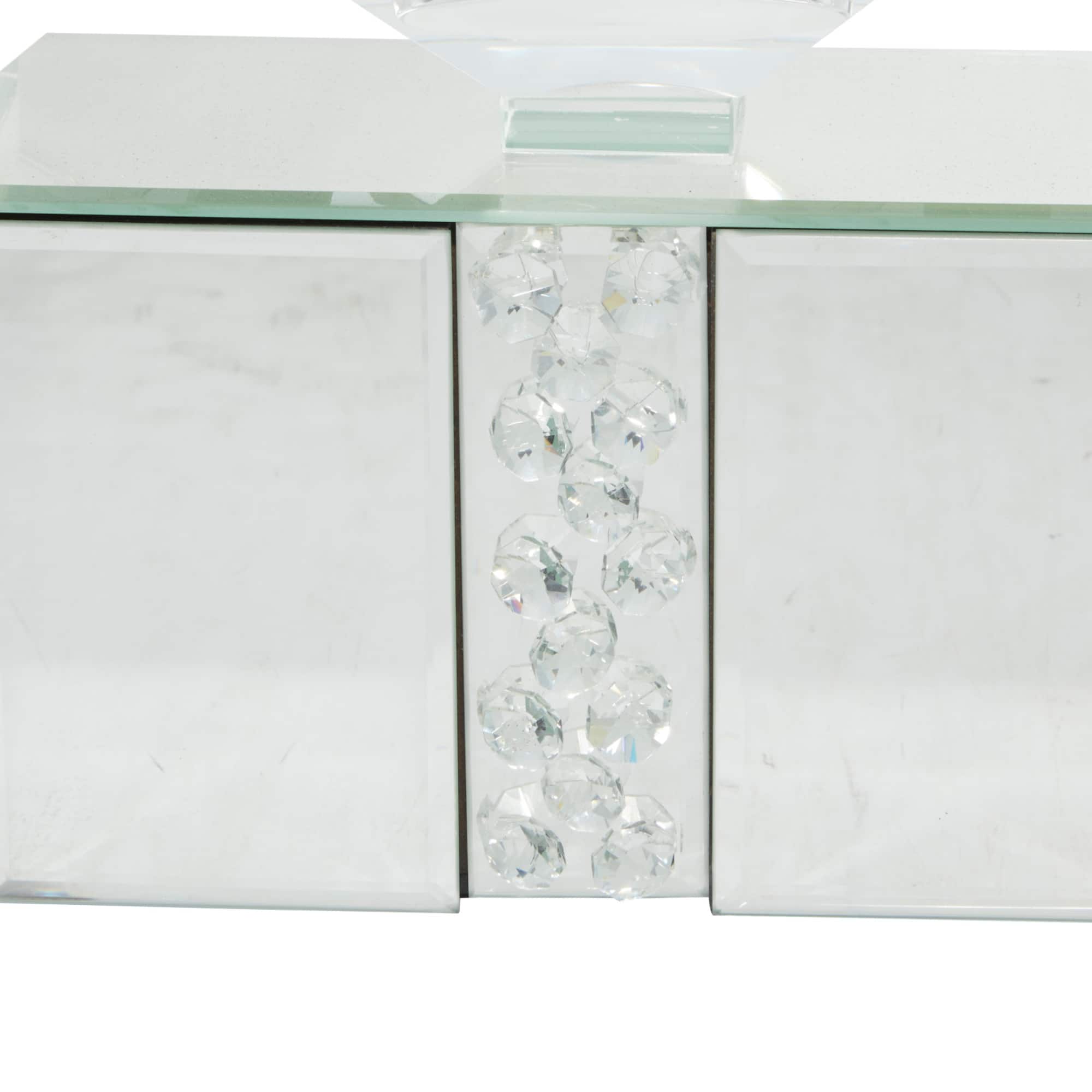 24" Clear Wood Glam Candlestick Holder